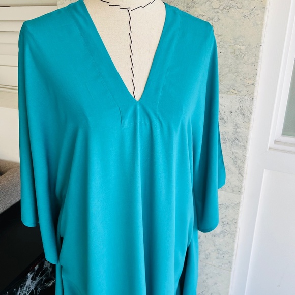 Dark Turquoise Rayon Kaftan Dress: Resort Wear - Picture 9 of 9